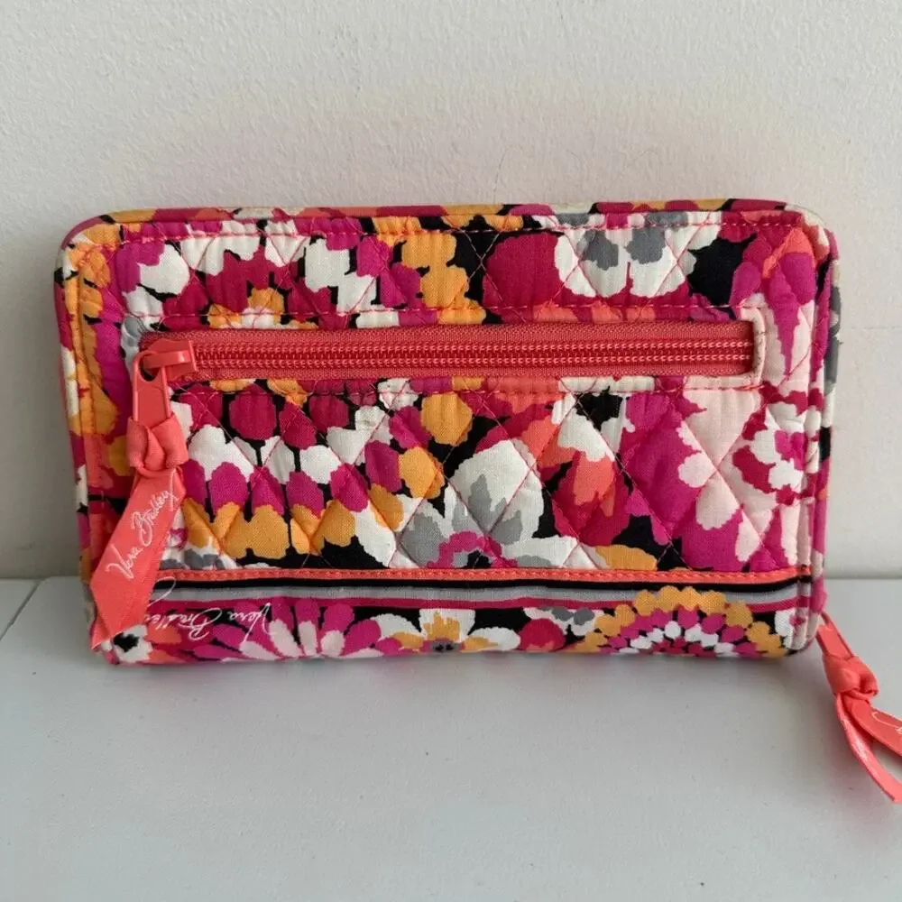 Vera Bradley Pixie Blooms Turnlock Wallet Large Zip Around Clutch Carry All - Picture 2 of 8